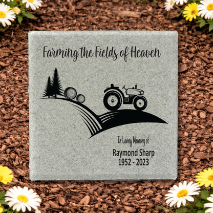 Farmer Memorial Stone - Custom 12x12 Concrete Garden Plaque | Bereavement Gift