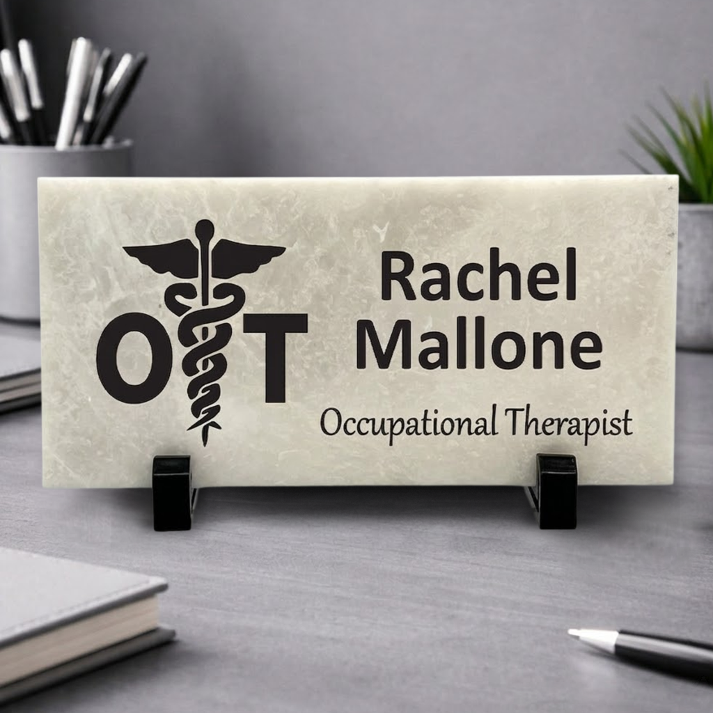 Occupational Therapist Desk Sign - Personalized Marble Desktop Name Plate