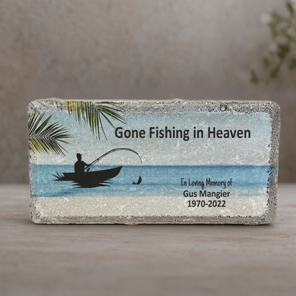 Fisherman Memorial Stone – Personalized Gone Fishing Tribute | Custom Bereavement Gift