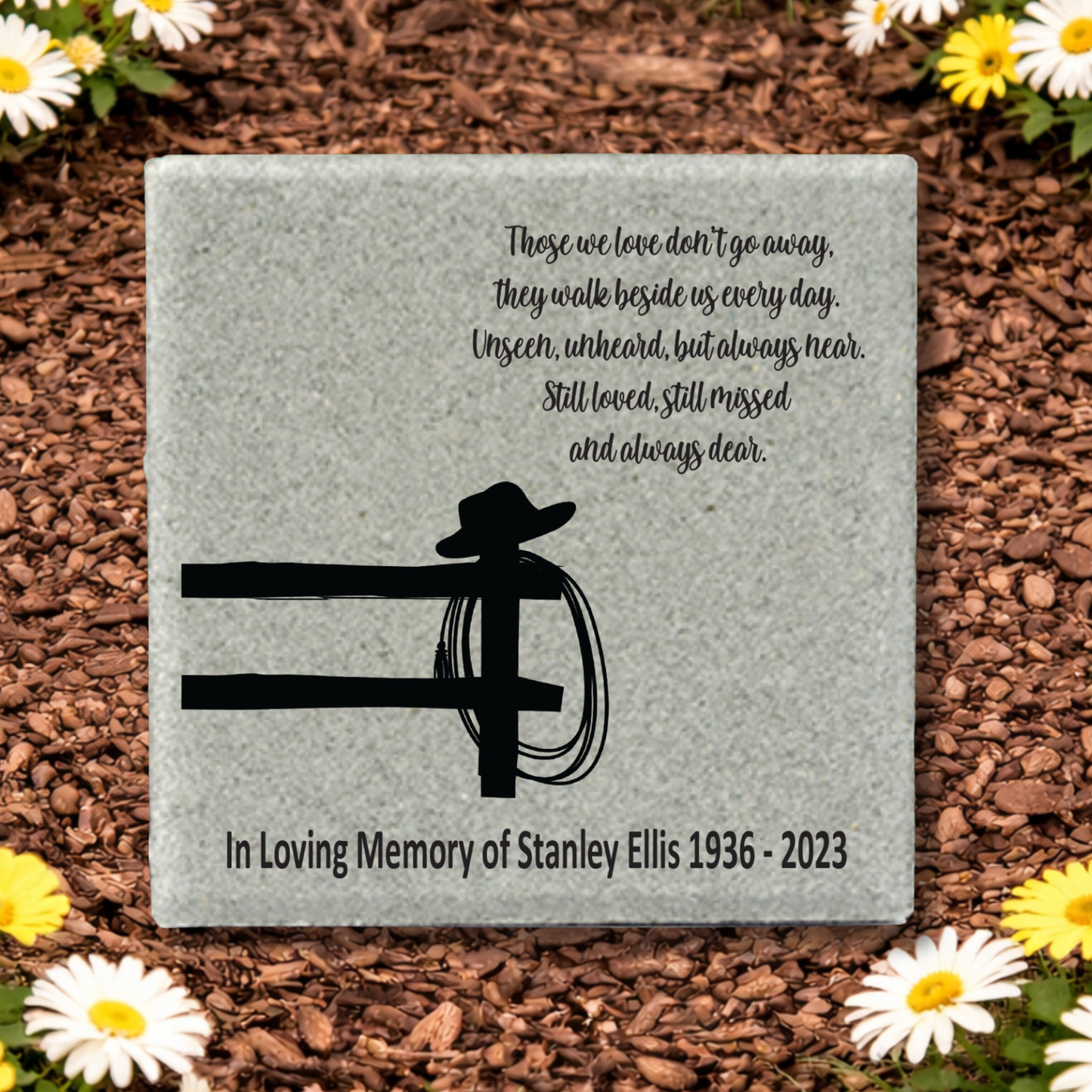 Cowboy Memorial Stone - Custom Western Style Memorial Plaque Gift