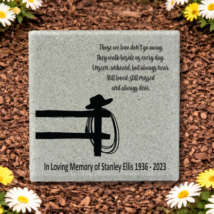 Cowboy Memorial Stone - Custom Western Style Memorial Plaque Gift