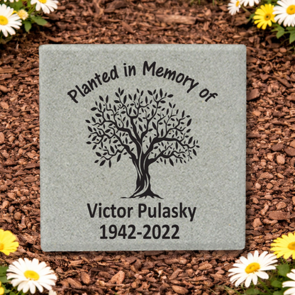 Personalized Memorial Stone - Custom Concrete Paver Marker | Memorial Tree Plaque 12"x12"