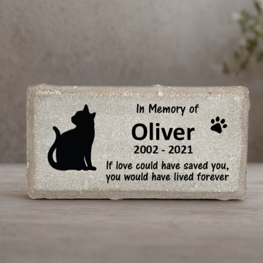 Cat Memorial Stone - Personalized Pet Remembrance Gift - Marble Or Concrete Stone