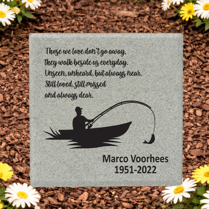 Personalized Memorial Stone - Fisherman Memorial Stone 12"x12" Custom Garden Tribute