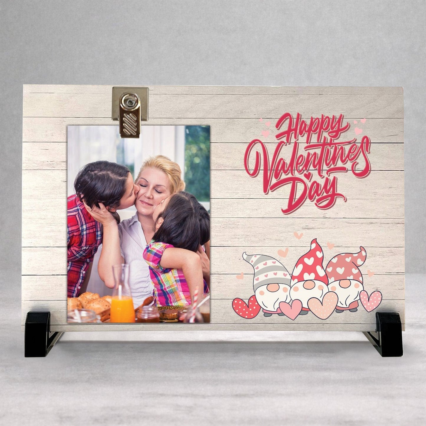Valentines Picture Frame - Custom Wood Frame With Valentine Gnomes Decor