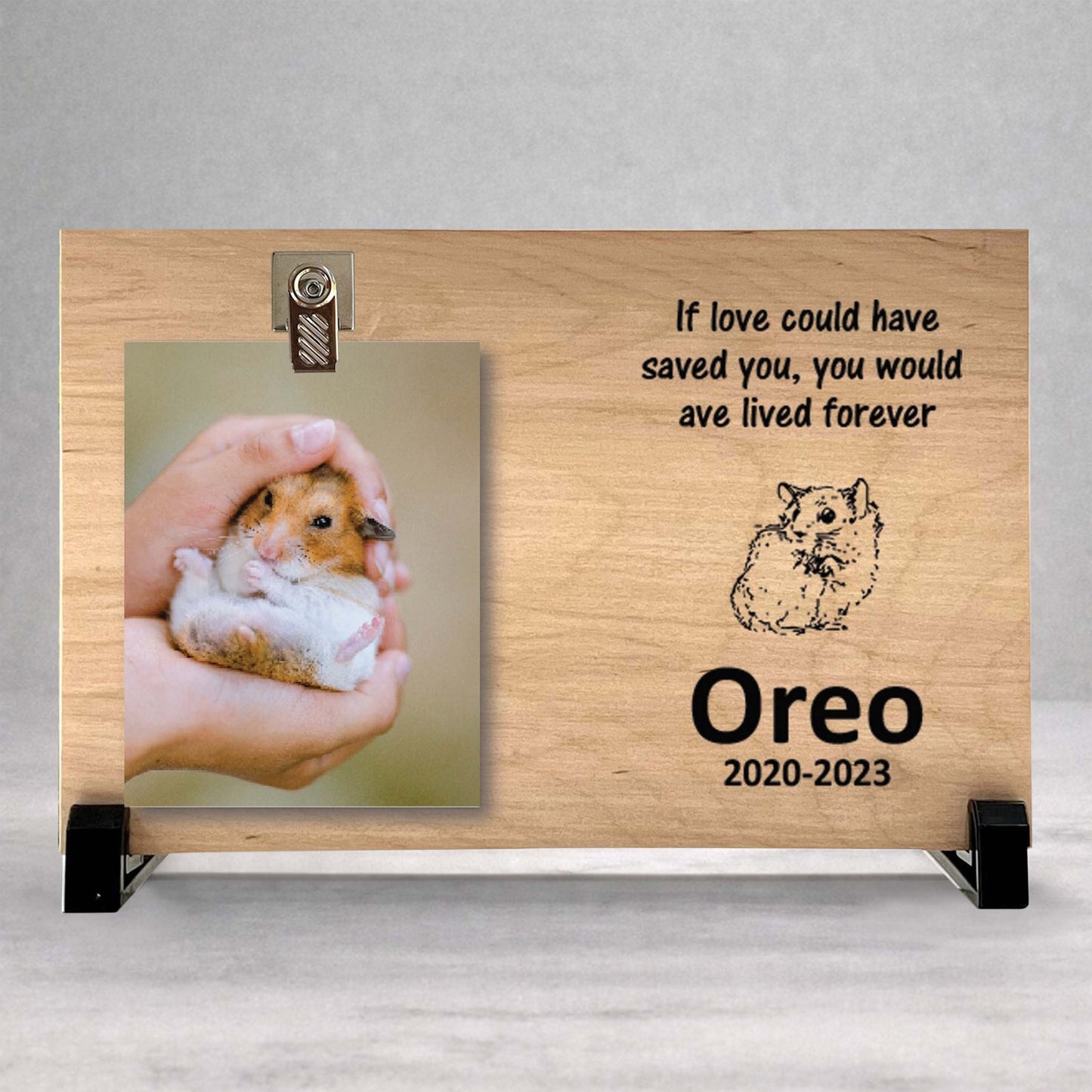 Hamster Memorial Frame - Personalized Pet Photo Frame | Small Animal Tribute Plaque