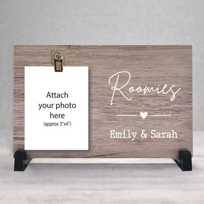 Personalized Roommate Wood Photo Frame – Custom Roomies Gift, College Friend Gift, Best Friend Keepsake