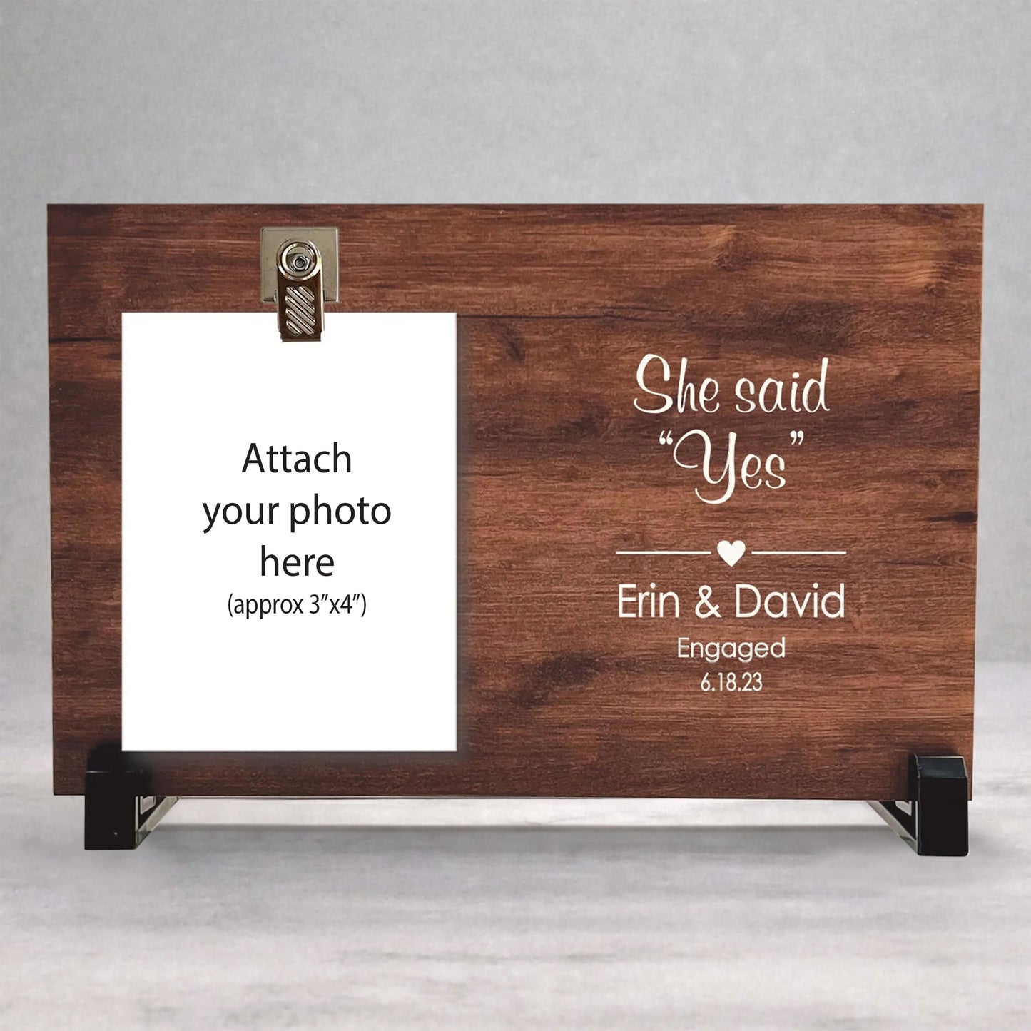 Engagement Frame - Personalized Wood Frame | She Said Yes Gift for Couples