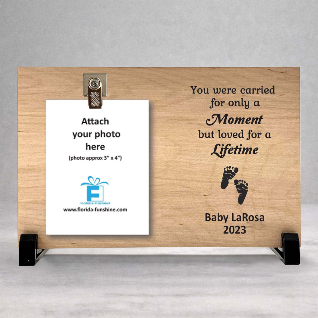 Baby Memorial Frame – Personalized Wood Photo Clip Frame – Loss Of Baby Gift