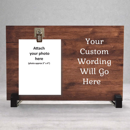 Custom Picture Frame - Personalized Wood Frame With Photo Clip