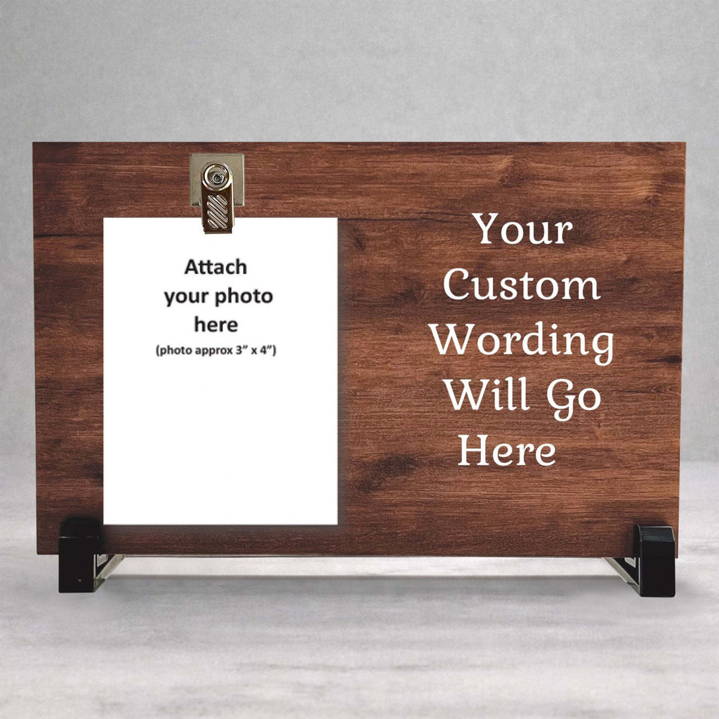 Custom Picture Frame - Personalized Wood Frame With Photo Clip