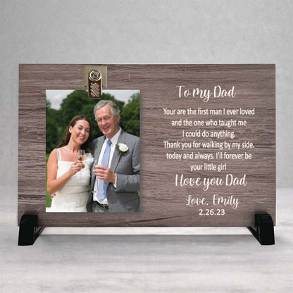 Father Of The Bride Frame - Custom Wood Wedding Photo Gift From Bride To Dad