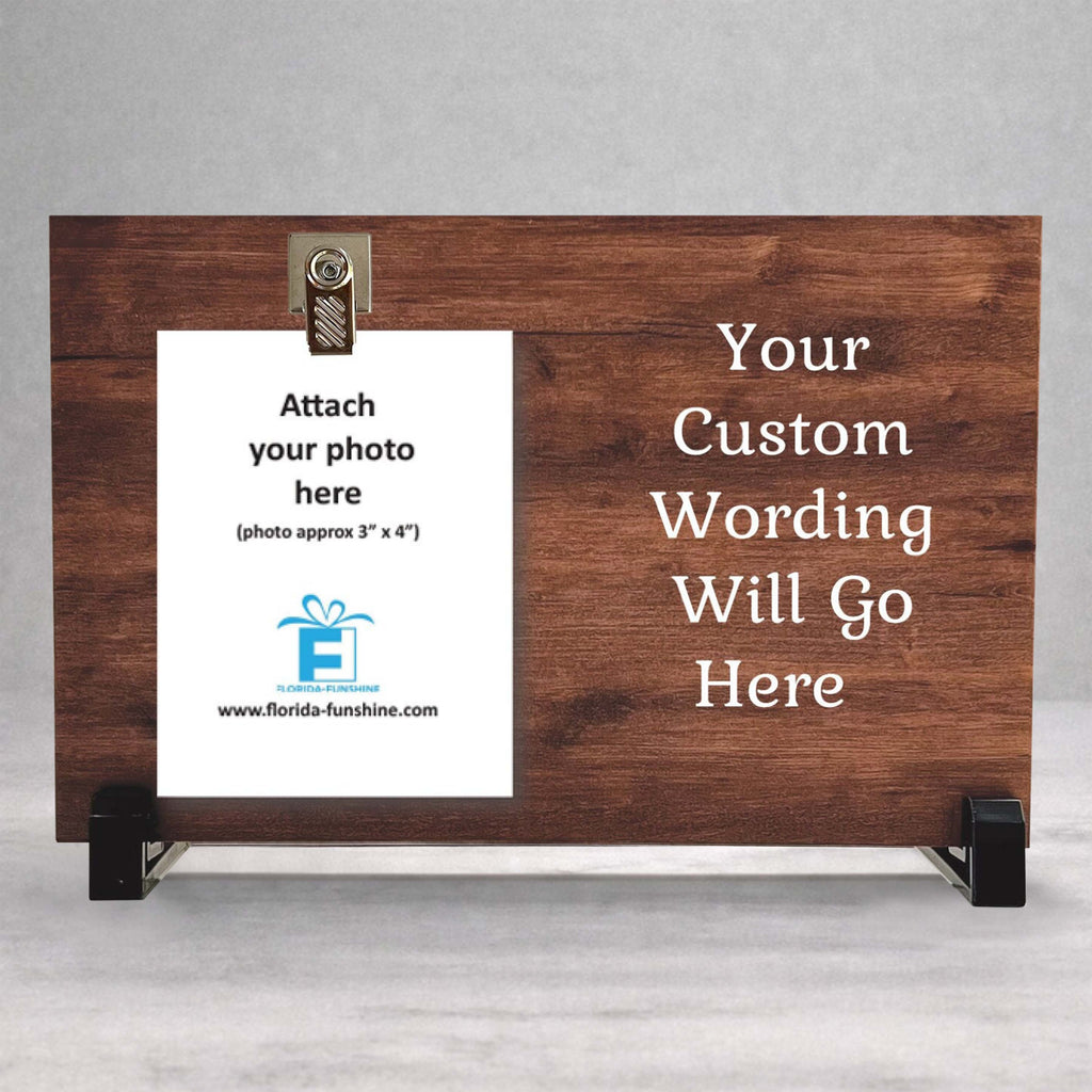 Custom Picture Frame - Personalized Wood Frame With Photo Clip
