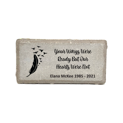 Personalized Memorial Stone – Custom Feather Design | Sympathy Plaque