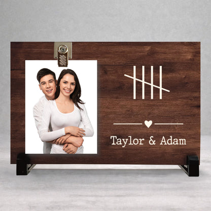5th Anniversary Frame - Custom Wood Frame With Photo Clip - Personalized Gift