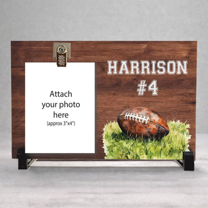 Personalized Football Frame - Custom Wood Sports Picture Frame Gift Idea