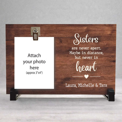 Personalized Sister Frame - Custom Wood Picture Frame With Photo Clip