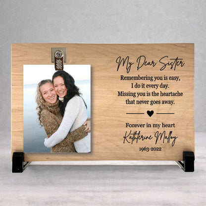 Personalized Sister Frame – Custom Wood Frame With Photo Clip, Unique Gift