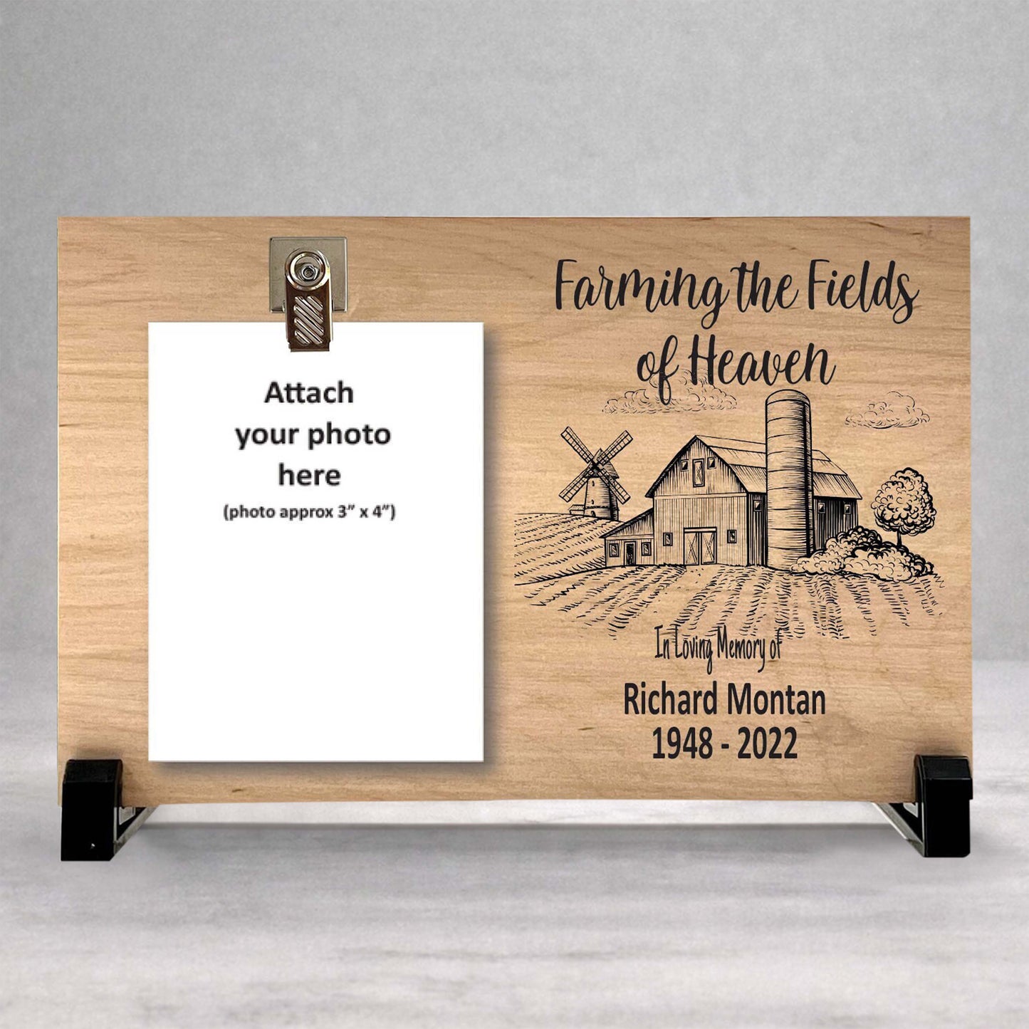 Wood Memorial Frame - Farmer Memorial Gift | Personalized Wood Tribute