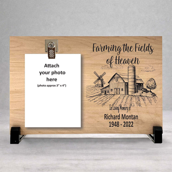 Wood Memorial Frame - Farmer Memorial Gift | Personalized Wood Tribute