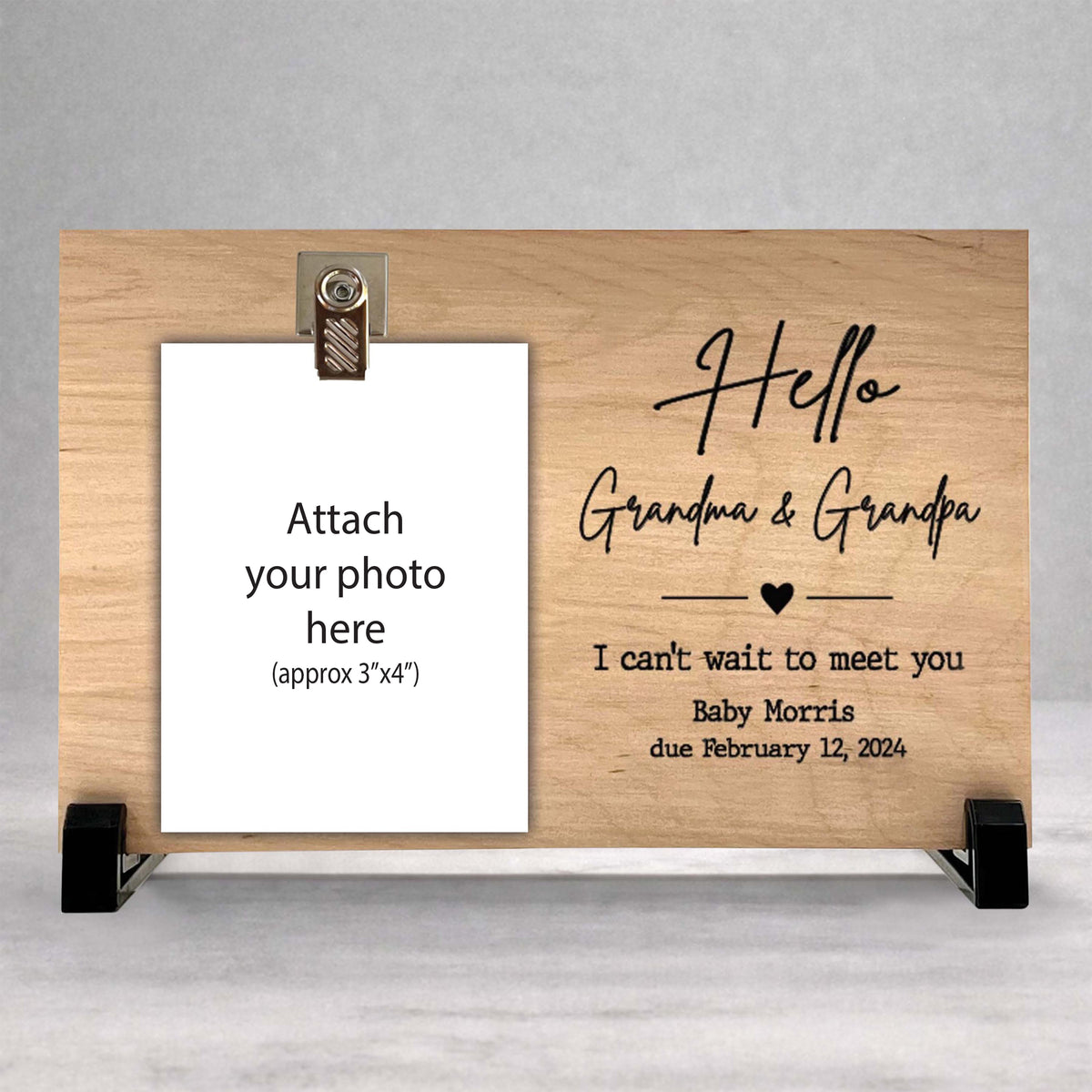 Pregnancy Reveal Gift - Personalized Custom Wood Frame for New Grandparents