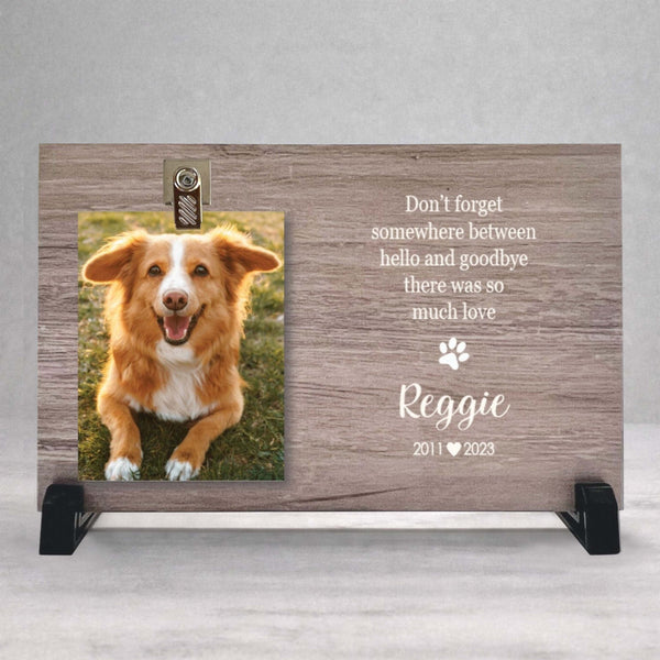 Dog Memorial Frame - Personalized Wood Dog Keepsake with Photo Clip