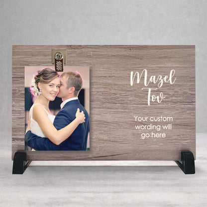 Personalized Mazel Tov Frame – Custom Wood Frame With Wood Base