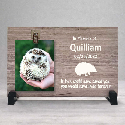 Hedgehog Memorial Frame - Personalized Pet Memorial Photo Frame With Birch Wood