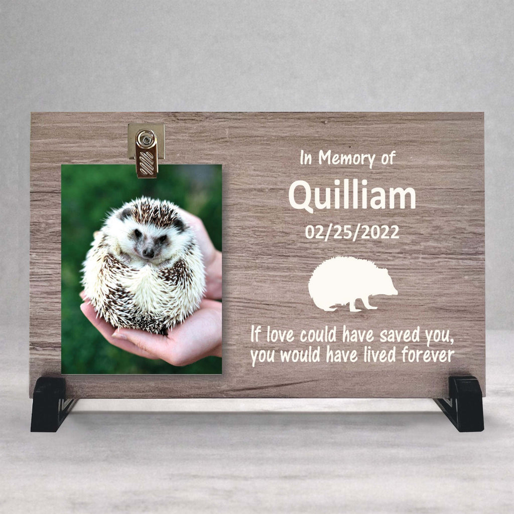 Hedgehog Memorial Frame - Personalized Pet Memorial Photo Frame With Birch Wood