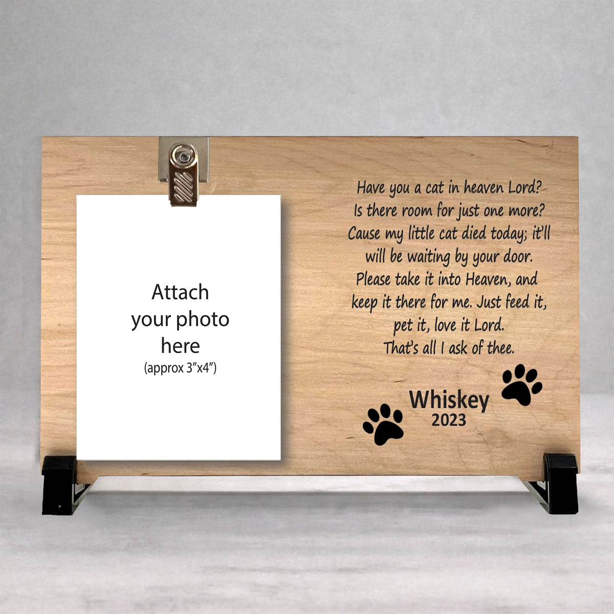 Cat Memorial Frame - Personalized Pet Remembrance Wooden Photo Keepsake