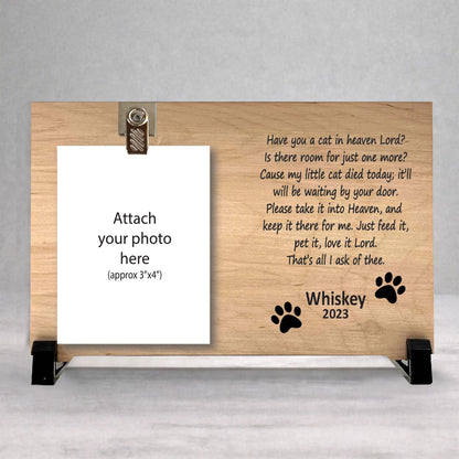 Cat Memorial Frame - Personalized Pet Remembrance Wooden Photo Keepsake
