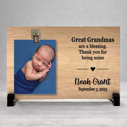 Personalized Great Grandma Frame - Custom Wood Picture Frame Gift