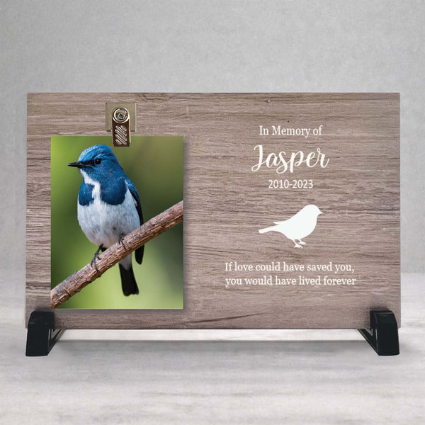 Bird Memorial Frame - Personalized Wooden Photo Keepsake Gift For Bird Loss