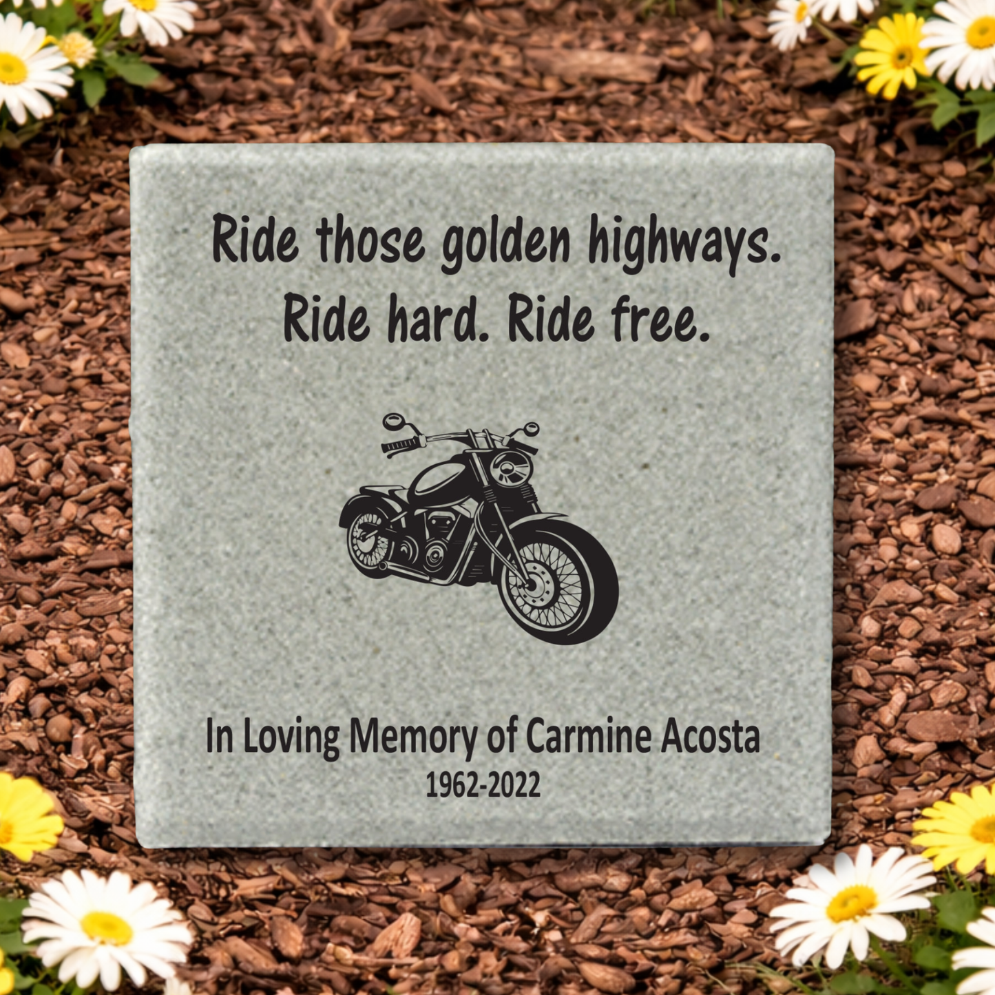 Biker Memorial Stone - Custom Concrete Paver Tribute For Riders