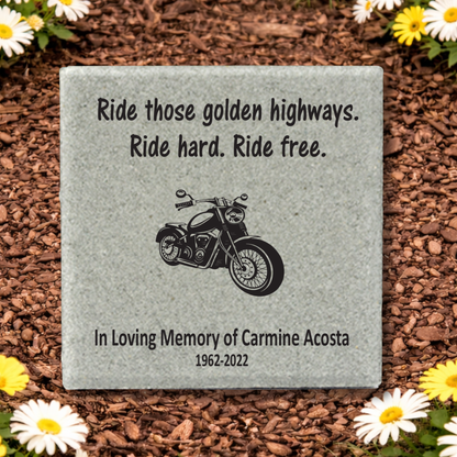 Biker Memorial Stone - Custom Concrete Paver Tribute For Riders