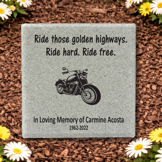 Biker Memorial Stone - Custom Concrete Paver Tribute For Riders