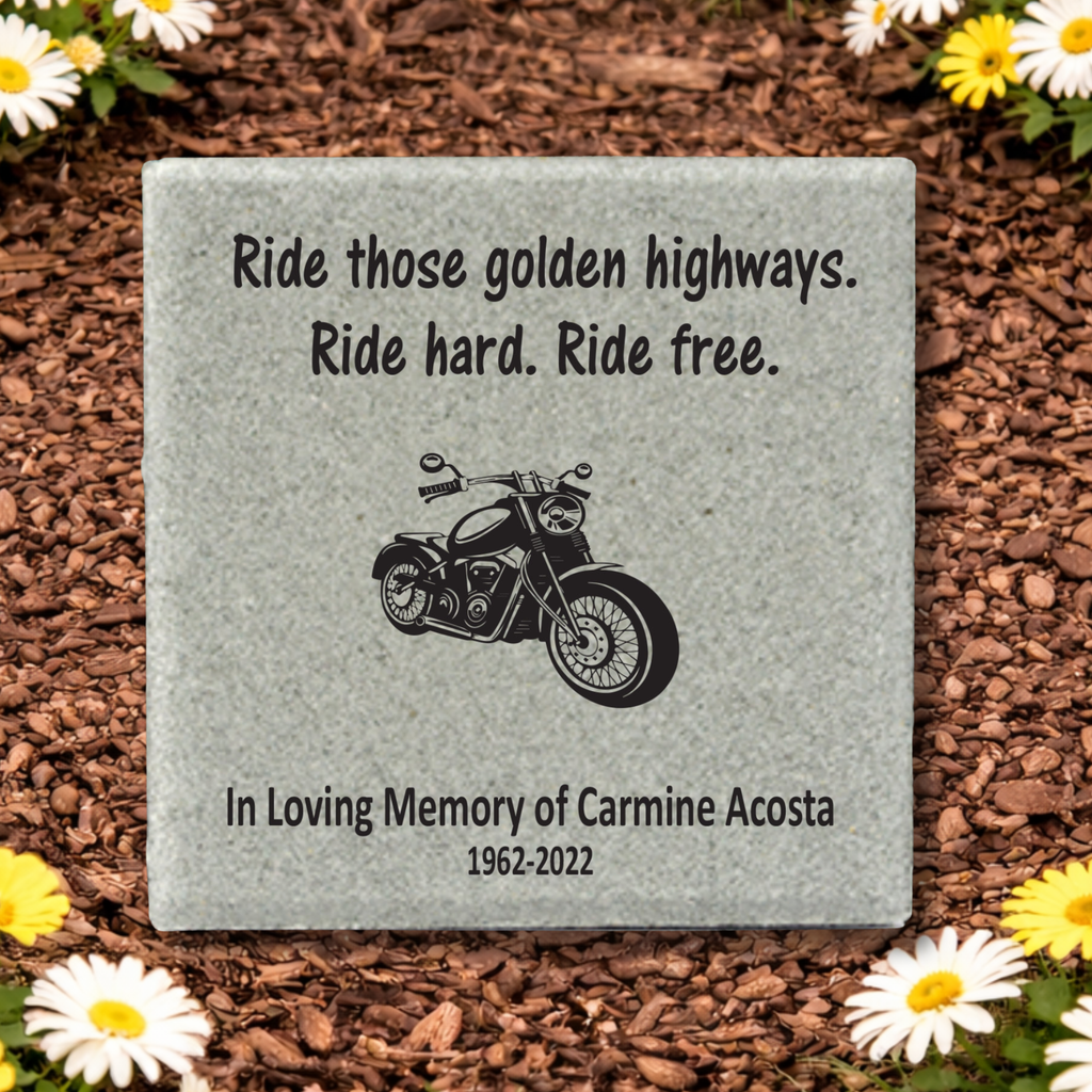 Biker Memorial Stone - Custom Concrete Paver Tribute For Riders