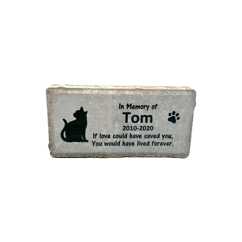 Cat Memorial Stone - Personalized Pet Remembrance Gift With Marble Or Concrete