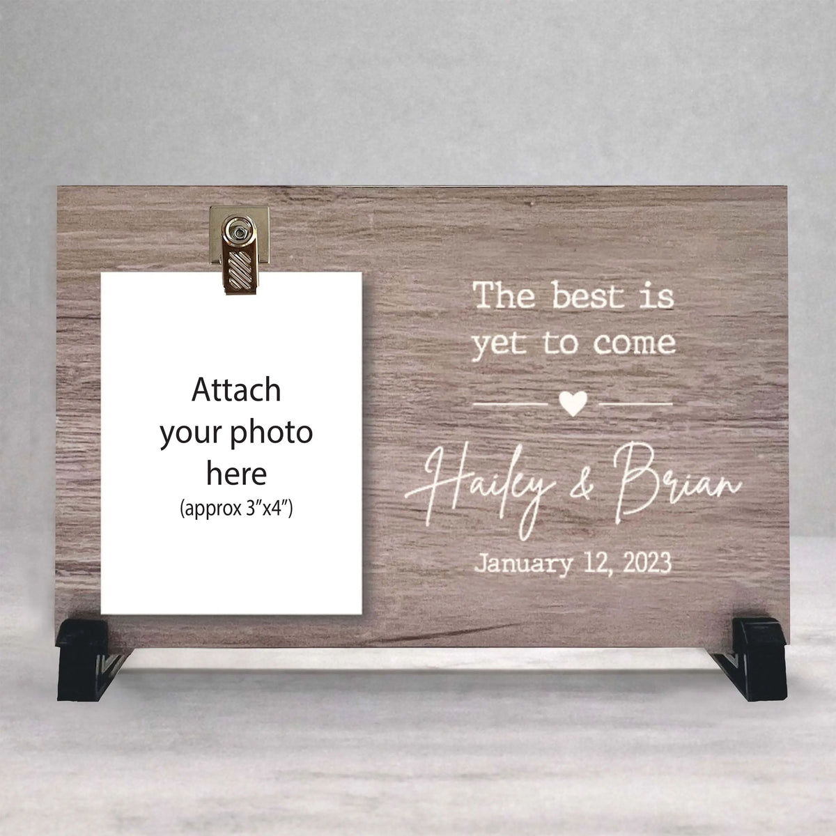 Engagement Picture Frame - Personalized Custom Wood Frame for Wedding Photo Gift