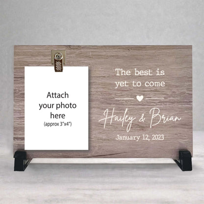 Engagement Picture Frame - Personalized Custom Wood Frame for Wedding Photo Gift