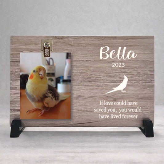 Cockatiel Memorial Gift - Personalized Wood Memorial Frame With Photo Holder