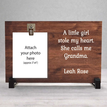 Grandma Gift Frame - Personalized Baby Name Wood Photo Frame Keepsake