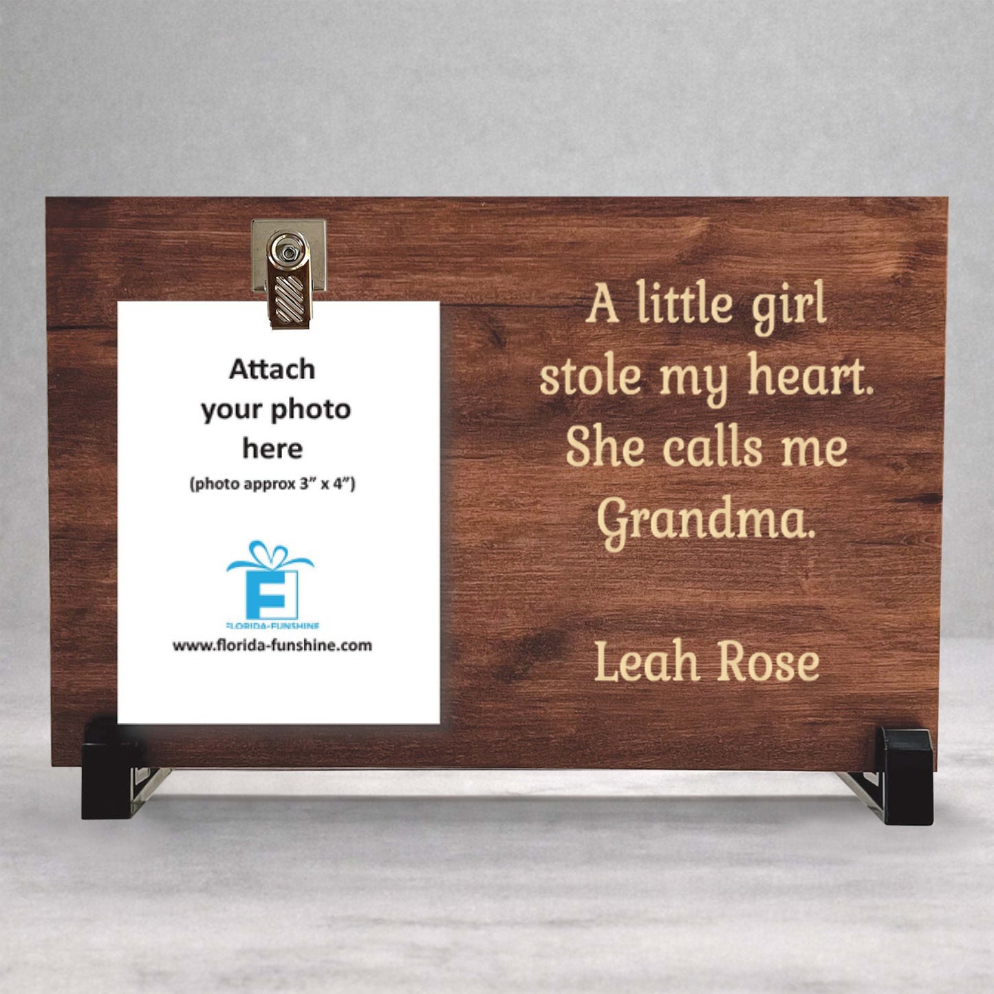 Grandma Gift Frame - Personalized Baby Name Wood Photo Frame Keepsake