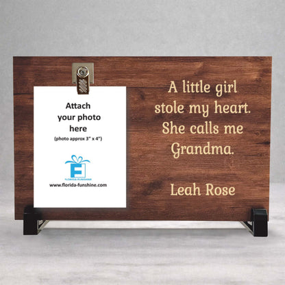Grandma Gift Frame - Personalized Baby Name Wood Photo Frame Keepsake