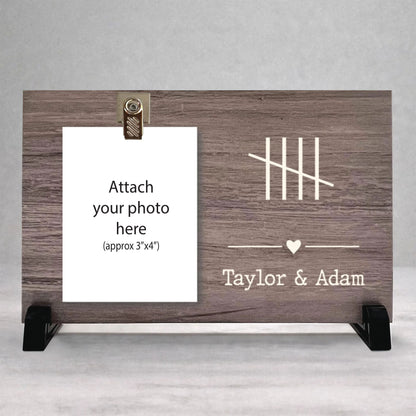 5th Anniversary Frame - Custom Wood Frame With Photo Clip - Personalized Photo Gift