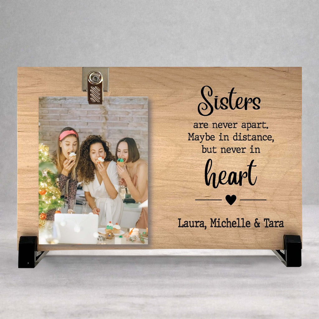 Personalized Sister Frame - Custom Wood Picture Frame With Photo Clip