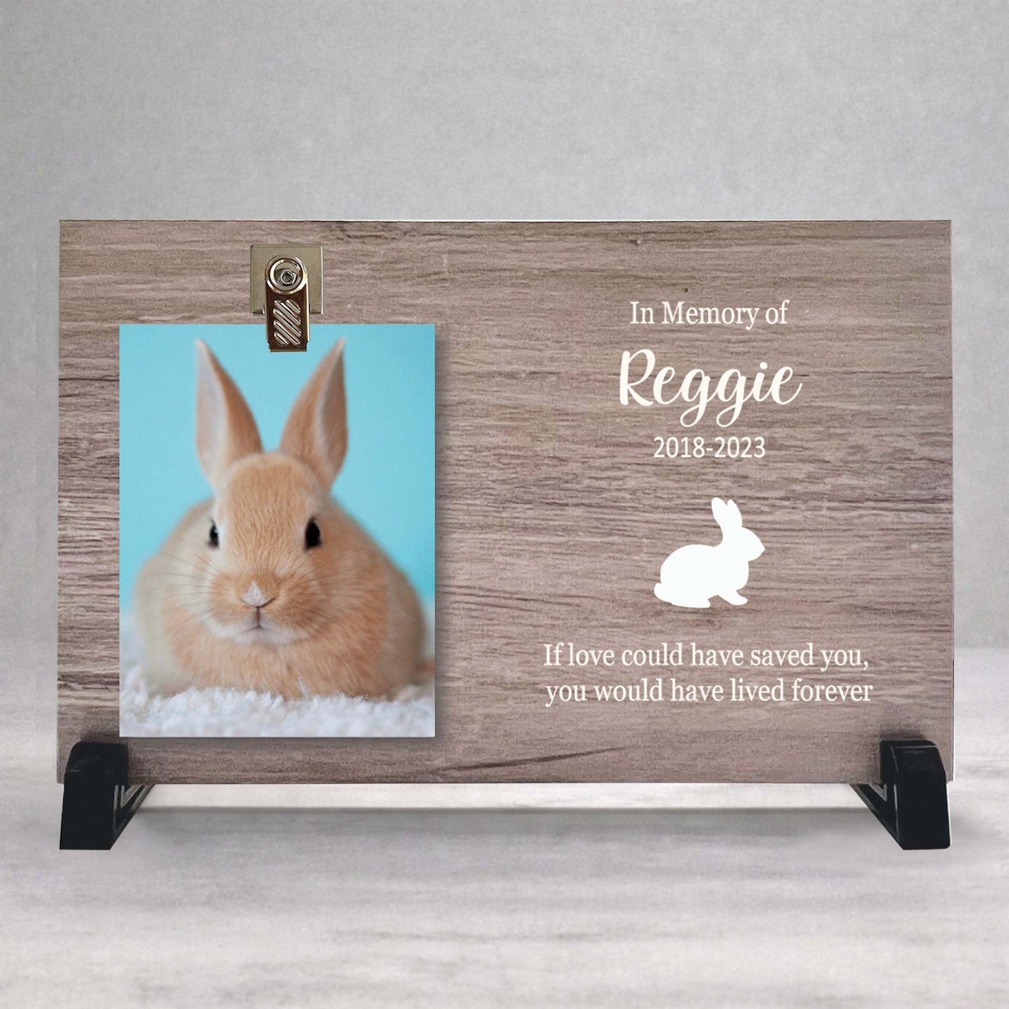 Rabbit Memorial Frame - Personalized Pet Memorial Keepsake Wood Plaque