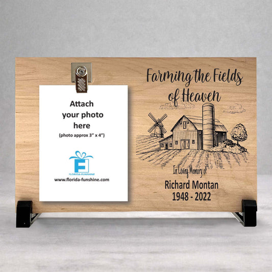 Wood Memorial Frame - Farmer Memorial Gift | Personalized Wood Tribute