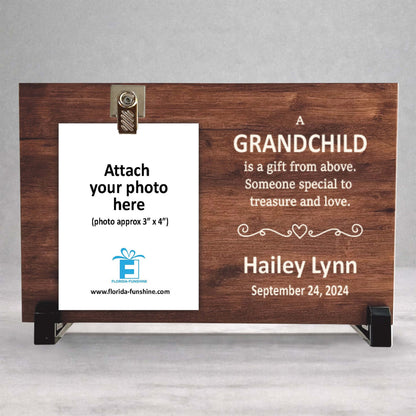 Personalized Grandchild Frame - Custom Wood Picture Frame With Name & Date