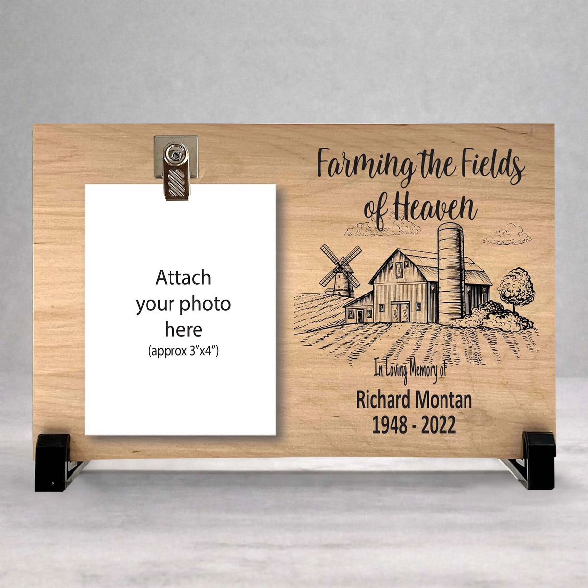 Wood Memorial Frame - Farmer Memorial Gift | Personalized Wood Tribute